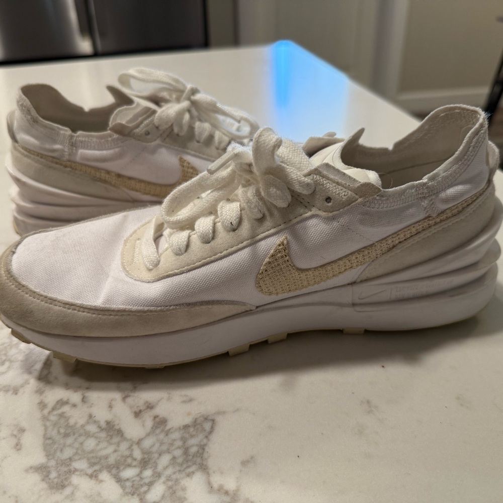 Nike Women's White and Tan Sneakers